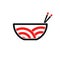 Simple japanese traditional noodle, ramen, bowl, chopstick logo design template