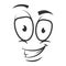 Simple joyful cartoon colorless face. Happy emotion icon logo