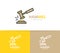 Simple judge or auction hammer logo design template. Symbol and sign vector illustration