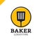 Simple kitchen spatula or bakery logo icon in the circle