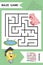 Simple Labyrinth with funny Pig isolated on colorful background. Find right way to the Lake. Entry and exit. With Answer.