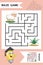 Simple Labyrinth with funny Sheep isolated on colorful background. Find right way to the Grass. Entry and exit. With Answer.