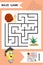 Simple Labyrinth with funny Snail isolated on colorful background. Find right way to the Grass. Entry and exit. With Answer.