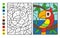 Simple level vector coloring zoo animal parrot bird, color by numbers. Puzzle game for children education
