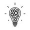 Simple light bulb conceptual icon with gears