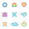 Simple line blog forum logo community fast download icon set