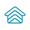 Simple line real estate logo, abstract vector house icon, blue color home symbol