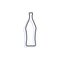 Simple line shape of vermouth bottle. One contour figure of a bottle, the second drink. Outline symbol wine light color. Sign