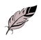 Simple linear clipart feather, boho tattoo, magic amulet for a witch. Element for vintage design and witchcraft. Flat