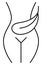 Simple linear icon of a female body with feather