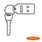 Simple linear image of a key and a keychain from the car, a flat line icon for a web site