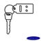 Simple linear image of a key and a keychain from the car, a flat line icon for a web site