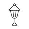 simple linear vector image drawing icon garden lantern chandelier lighting isolated black on white background