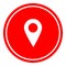 Simple location icon vector illustration on red background