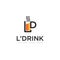 Simple logo l`drink, with letter l and d to be glass vector