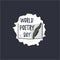 Simple logo for World Poetry Day. Icons of quill pen and book