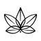 Simple lotus flower line drawing outline isolated in white background.