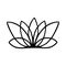 Simple lotus flower line drawing outline isolated in white background.