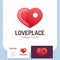 Simple love hear place logo or pin navigation icon template designs