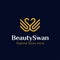 Simple luxury golden Swan, two Swans logo with line art concept design illustration. can be used for beauty industry, cosmetics