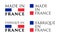 Simple Made in France and French translation label. Text with