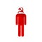 Simple man icon with red Soviet sickle and hammer symbol instead head communist icon on white