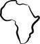 Simple map of Africa. Africa map outline. Rough sketch of Africa map on white. Vector illustration.