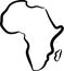 Simple map of Africa with Madagascar. Africa map outline. Rough sketch of Africa map on white. Vector illustration.