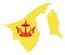 Simple map of asian state brunei darussalam with coat of arms