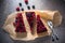 Simple mascarpone cheesecake with winter berry forest fruits