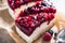 Simple mascarpone cheesecake with winter berry forest fruits