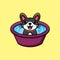 Simple Mascot Logo Design Cats bath in a tub