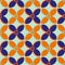 Simple medieval style stylized flowers vector pattern background. Hand drawn neon indigo orange floral motifs on light