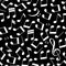 Simple messy black and white music notes with treble and bass clefs, seamless pattern, vector