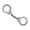 Simple metal handcuffs on chain isolated cartoon illustration