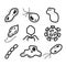 Simple micro organism icon set, virus, bacteria, algae, protozoa