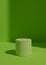 Simple, Minimal 3D Render Bright, Neon Green Background for Product Display with One Stand or Cylinder Podium. Bright Light From a