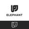 Simple minimalist elephant monochrome vector logo