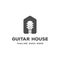 Simple Minimalist Guitar Music House Logo Design Vector
