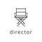 Simple Minimalist line art movie film director chair with negative film logo design