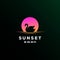 Simple Minimalist Modern Sunset Sunrise Bird Swan Logo Design Vector