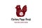 Simple Minimalist Red Chicken Rooster Cock Piggy Bank Logo Design Vector