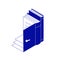 Simple minimalistic creative isometric icon. Opened book door and steps. Welcome