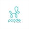 Simple modern blue line poodle dog pet care logo design