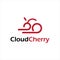 Simple modern line cherry cloud logo software and system icon