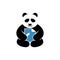 simple modern panda holding a paper document vector icon