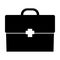Simple, monochrome suitcase/briefcase cross in the middle icon