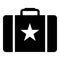 Simple, monochrome suitcase/briefcase with a star icon