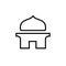 Simple Mosque or Mushola Logo Icon, Line Art Illustration