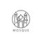 Simple mosque outline circle logo vector design illustration